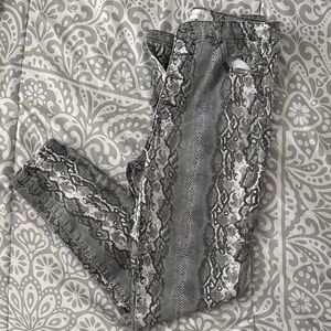 Stylish Gray Snake Print Women's Pants